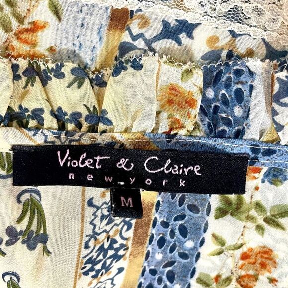 Violet & Claire Bohemian- Print Peasant Top Sz M - Picture 10 of 12